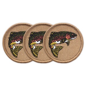 Rainbow Trout Patch (298) 2 Inch Diameter Embroidered Patch 3-Piece