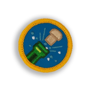 Champagne &quot;Bubbly&quot; Demerit Badge - 1.5&quot; Diameter Embroidered Patch