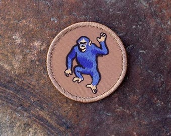 Blue Monkey Patch - 2 Inch Diameter Embroidered Patch