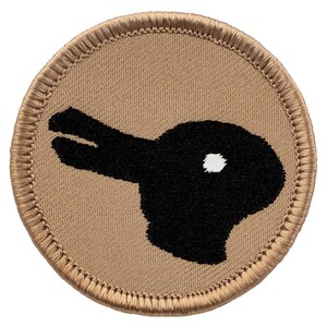 Rabbit Duck Illusion Patch - 2 Inch Diameter Embroidered Patch