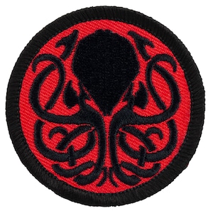 Red & Black Kraken Patch (N39) 2 Inch Diameter Embroidered Patch