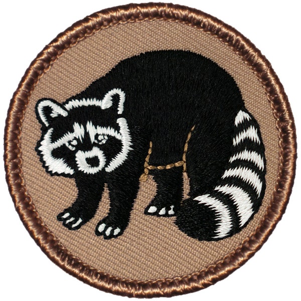 Black & White Raccoon Patch 2 Inch Diameter Embroidered Patch