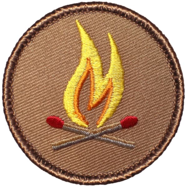 Crossed Matches Patch - 2 Inch Diameter Embroidered Patch