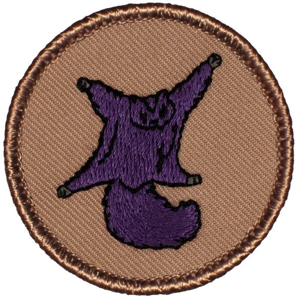 Purple Flying Squirrel Patch - 2 Inch Diameter Embroidered Patch