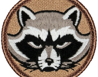 Angry Raccoon Patch - 2 Inch Diameter Embroidered Patch