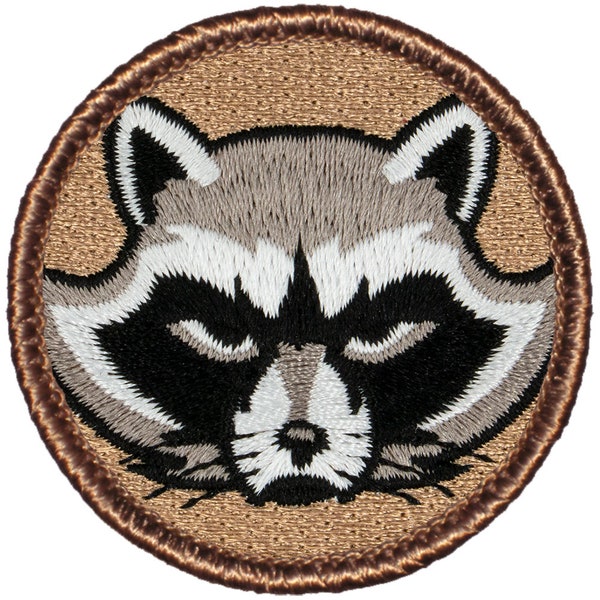 Angry Raccoon Patch - 2 Inch Diameter Embroidered Patch