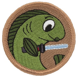 Laser-Sword Fish Patch - 2 Inch Diameter Embroidered Patch