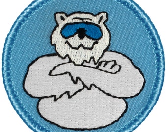 Cool Polar Bear Patch - 2 Inch Diameter Embroidered Patch