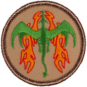 Emerald Dragon Patch – 2 Inch Diameter Embroidered Patch