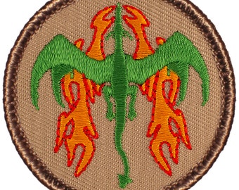 Emerald Dragon Patch – 2 Inch Diameter Embroidered Patch