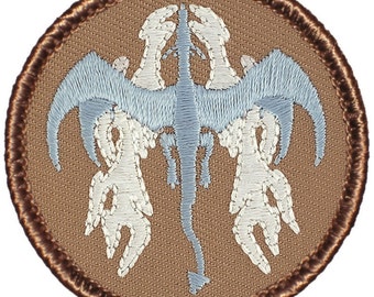 Ice Dragon Patch – 2 Inch Diameter Embroidered Patch