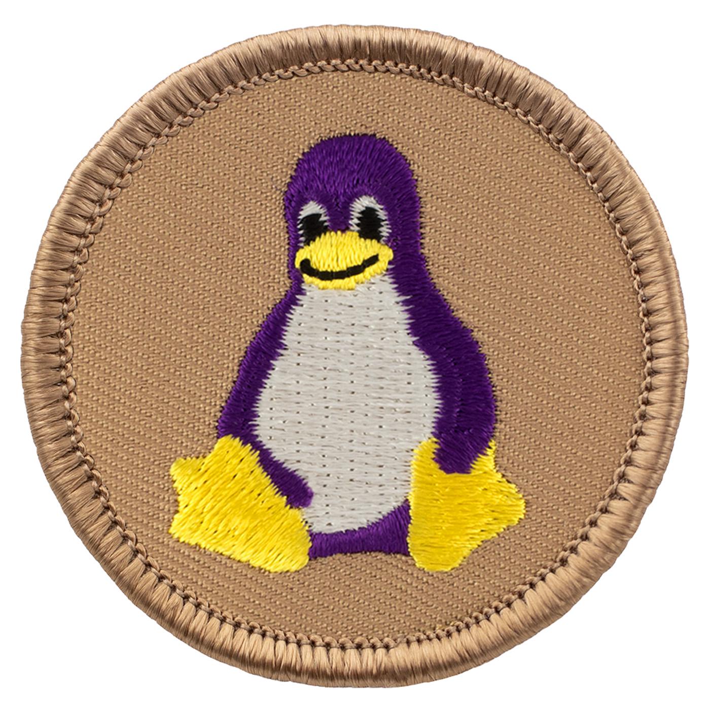 Purple Cartoon Penguin Patch (137A) 2 Inch Diameter Embroidered Patch