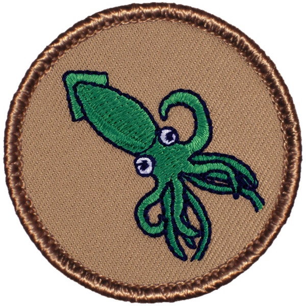 Green Squid Patch (487) 2 Inch Diameter Embroidered Patch