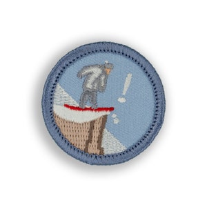 Drop in! (Snowboard) Demerit Badge - 1.5&quot; Diameter Embroidered Patch