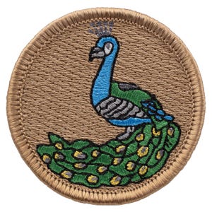 Peacock Patch - 2 Inch Diameter Embroidered Patch