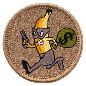 Banana Bandit Patch 2 Inch Diameter Embroidered Patch
