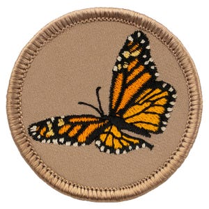 Monarch Butterfly Patch - 2 Inch Diameter Embroidered Patch