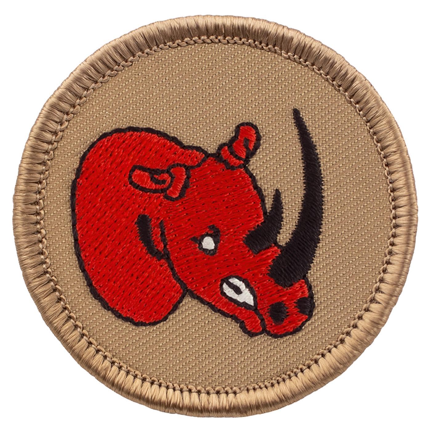 Red Rhino Patch (160) Inch Diameter Embroidered Patch