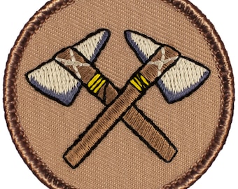 Crossed Tomahawks Patch (450) 2 Inch Diameter Embroidered Patch