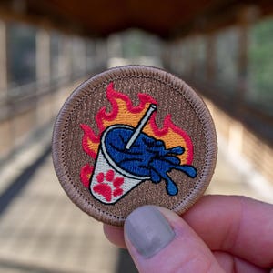 Flaming Slushie 2 Inch Diameter Embroidered Patch