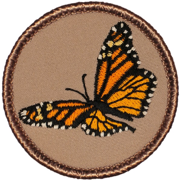 Monarch Butterfly Patch - 2 Inch Diameter Embroidered Patch