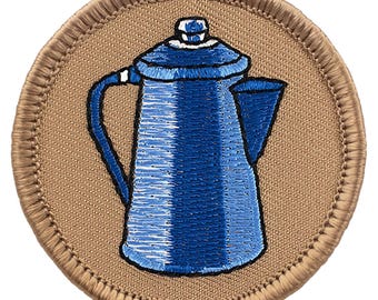 Coffee Pot Patch - 2 Inch Diameter Embroidered Patch