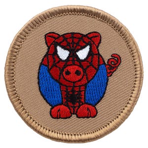 Spiderpig Patch (279) 2 Inch Diameter Embroidered Patch