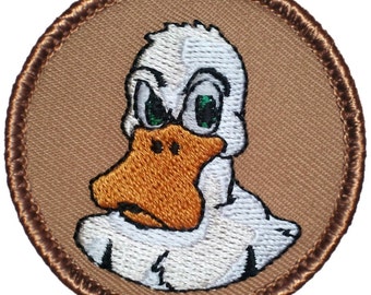 Angry Duck Patch - 2 Inch Diameter Embroidered Patch