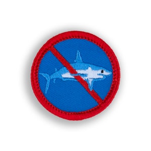 No Sharks Demerit Badge - 1.5&quot; Diameter Embroidered Patch
