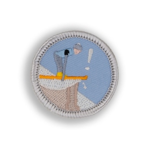 Drop in! (Skier) Demerit Badge - 1.5&quot; Diameter Embroidered Patch