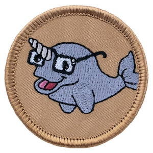 Nerdy Narwhal Patch – 2 Inch Diameter Embroidered Patch