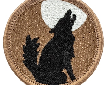 Coyote with Glow-in-the-Dark Moon Patch – 2 Inch Diameter Embroidered Patch