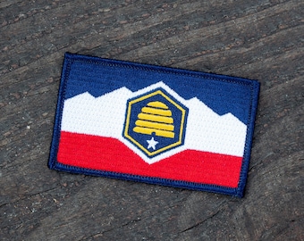 Utah State Flag Patch - 3 3/8" x 2" Embroidered Patch
