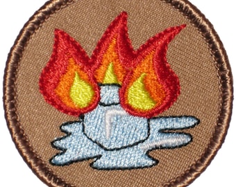 Flaming Ice Cubes Patch - 2 Inch Diameter Embroidered Patch