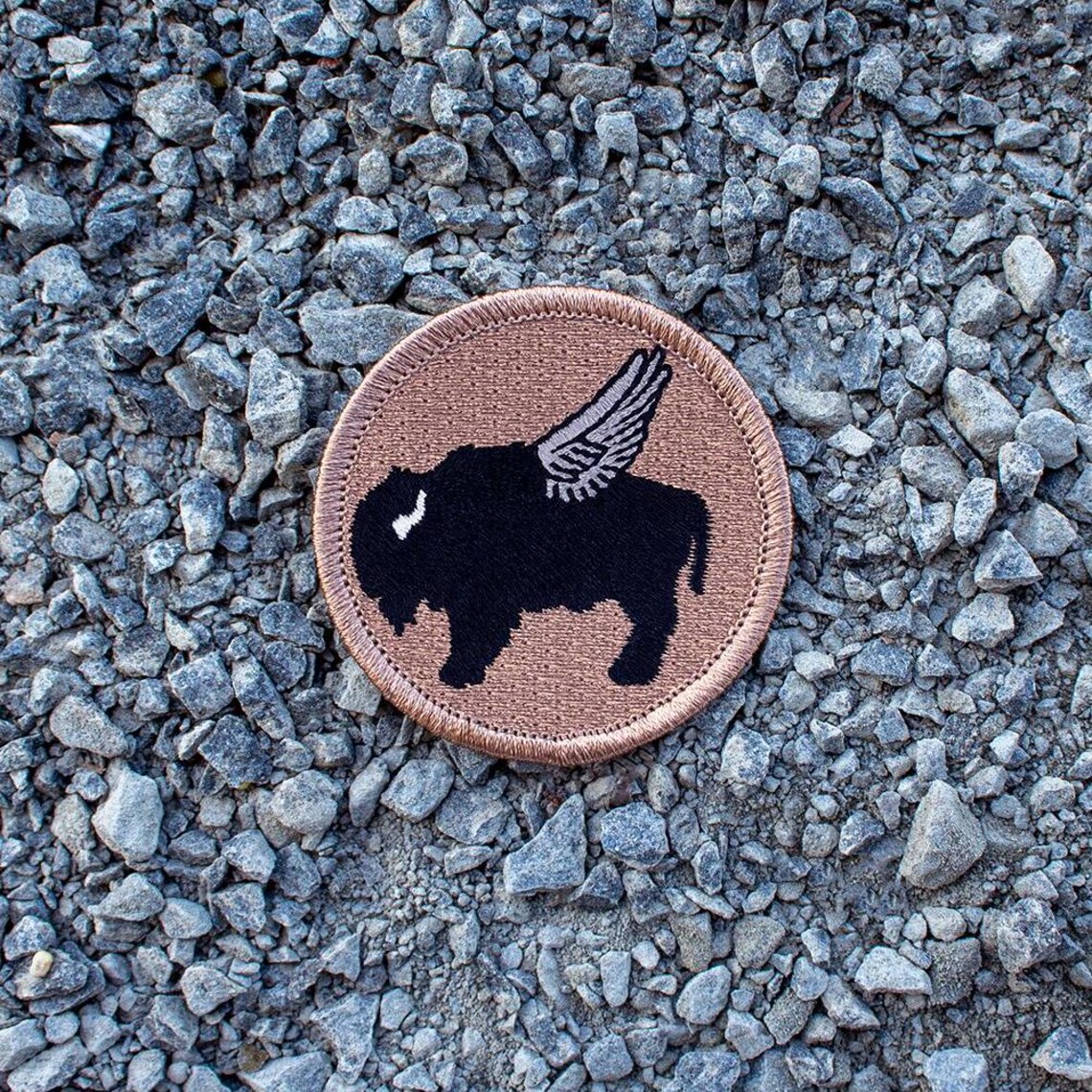 Black Flying Buffalo Patch – 2 Inch Diameter Embroidered Patch - Etsy