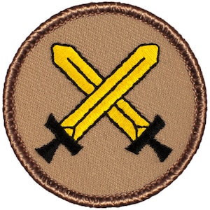 Crossed Swords Patch– 2 Inch Diameter Embroidered Patch