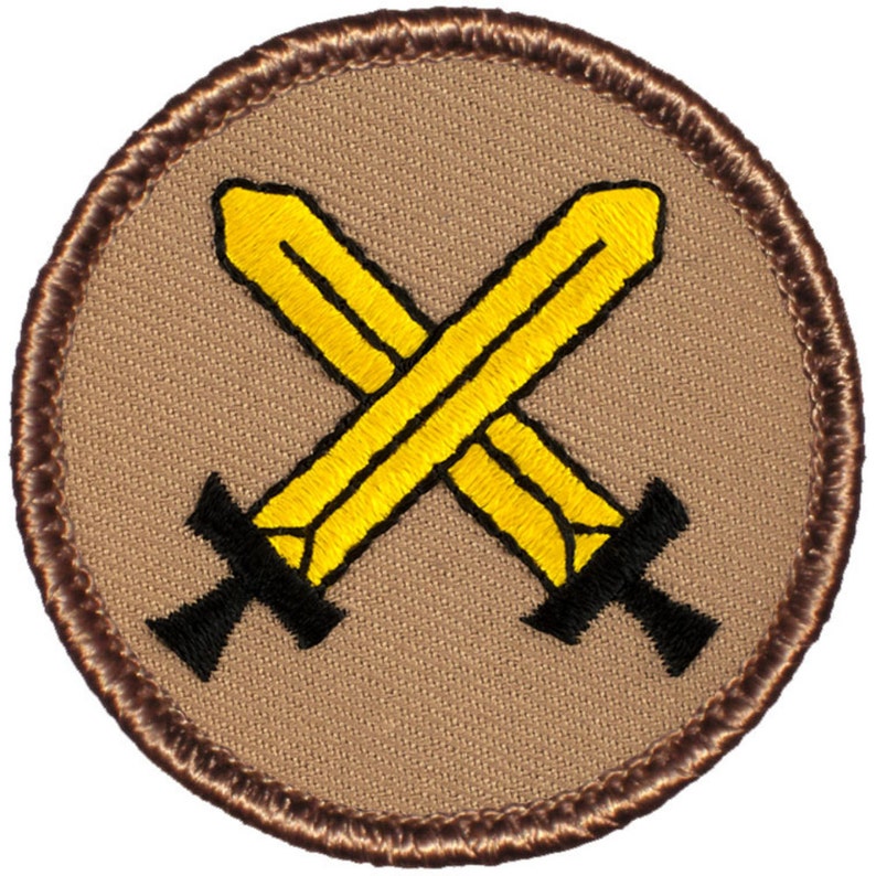 Crossed Swords Patch 006 2 Inch Diameter Embroidered Patch image 1