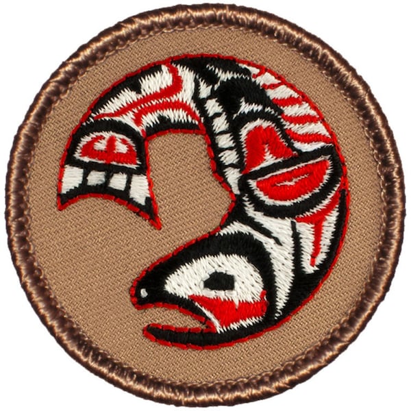 Northwest Salmon Patch (225) 2 Inch Diameter Embroidered Patch
