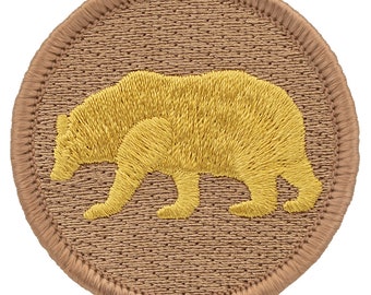Golden Bear 2 Inch Diameter Embroidered Patch