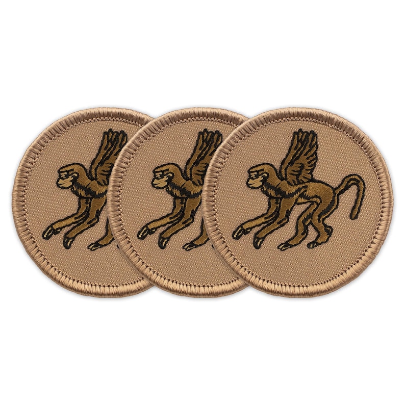 Flying Monkey (038) Patch - 2 Inch Diameter Embroidered Patch - Etsy
