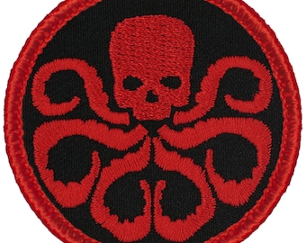 Skull Octopus Patch - 2 Inch Diameter Embroidered Patch