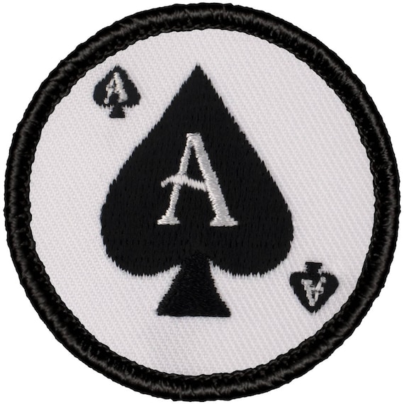 Ace of Spades Patch (F77) 2 Inch Diameter Embroidered Patch