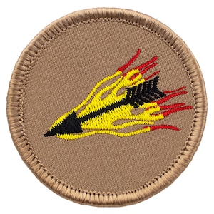 Flaming Arrow Patch (270) 2 Inch Diameter Embroidered Patch