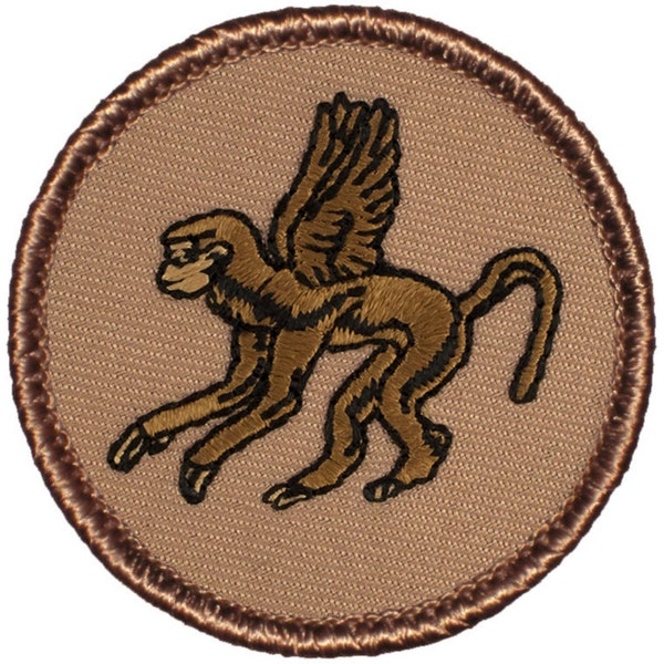 Flying Monkey (038) Patch - 2 Inch Diameter Embroidered Patch