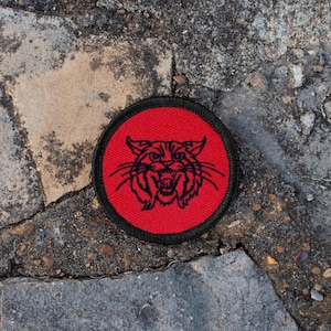 Red & Black Wildcat Patch (198R) 2 Inch Diameter Embroidered Patch