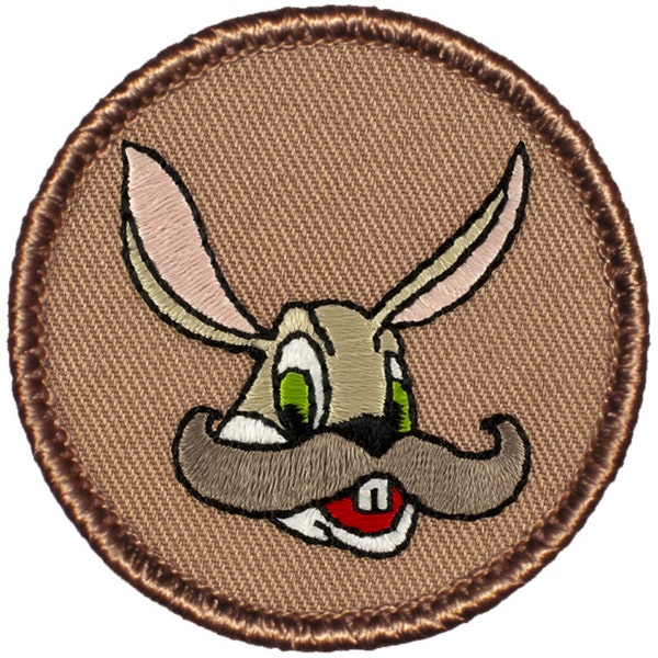 Mustache Bunny Patch (644) 2 Inch Diameter Embroidered Patch