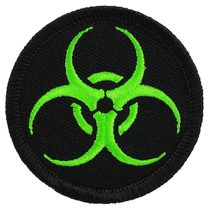 Black & Green Biohazard Patch 2 Inch Diameter Embroidered Patch
