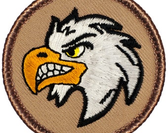 Fighting Eagle Patch (388) 2 Inch Diameter Embroidered Patch