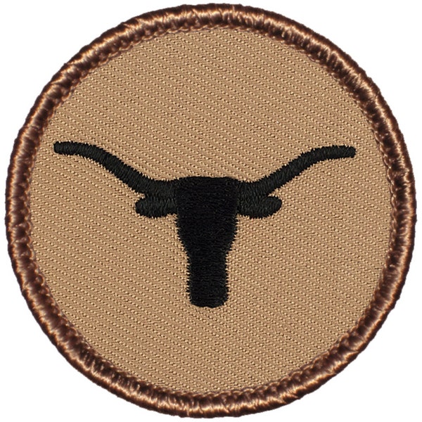 Longhorn Silhouette Patch - 2 Inch Diameter Embroidered Patch