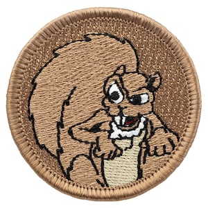 Rabid Squirrel Patch – 2 Inch Diameter Embroidered Patch